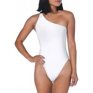 NEW NORMA KAMALI mio one shoulder swimsuit in white